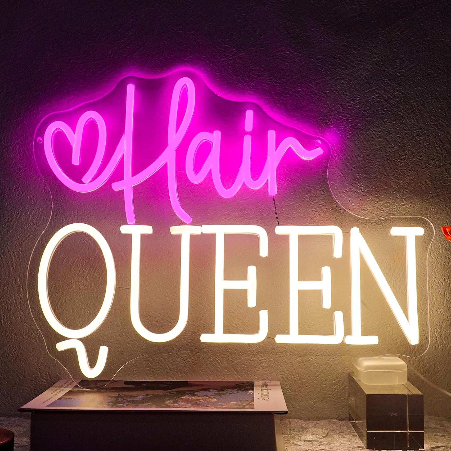 Beauty Queen Makeup Studio - ヘアクイーンネオンサインUSB電源理髪店LEDネオンライトヘアサロンストアビューティールームメイクアップスタジオビジネス装飾