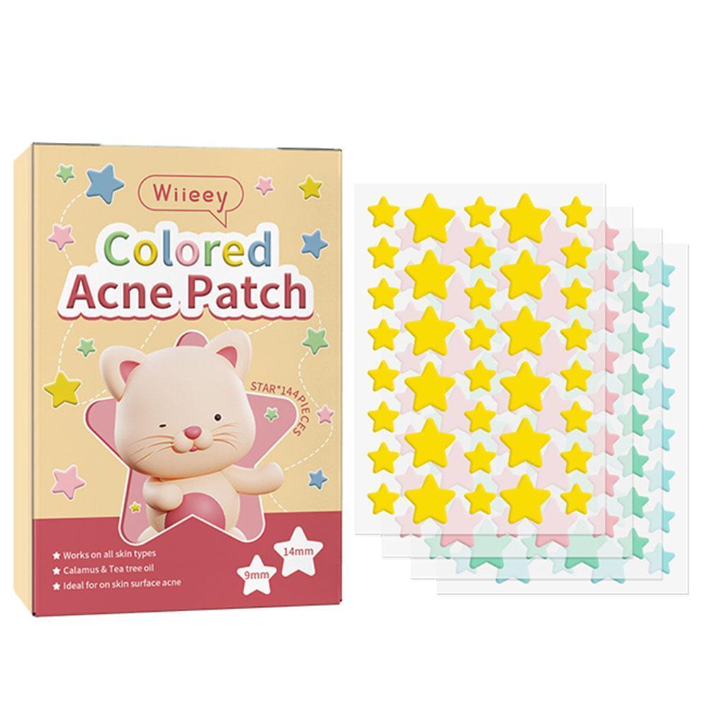 Makeup Beauty Set - にきび除去用スターパッチ,目に見えないカラフルなスキンケアステッカー,顔のコンシーラー,美容メイクツール,144ピース/セット