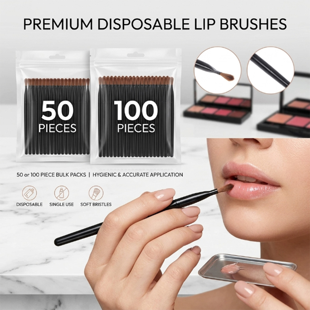 Makeup Beauty Set - 50/100 個使い捨てリップブラシセット口紅グロスワンドアプリケーターメイクアップブラシプロフェッショナル美容化粧品ツール