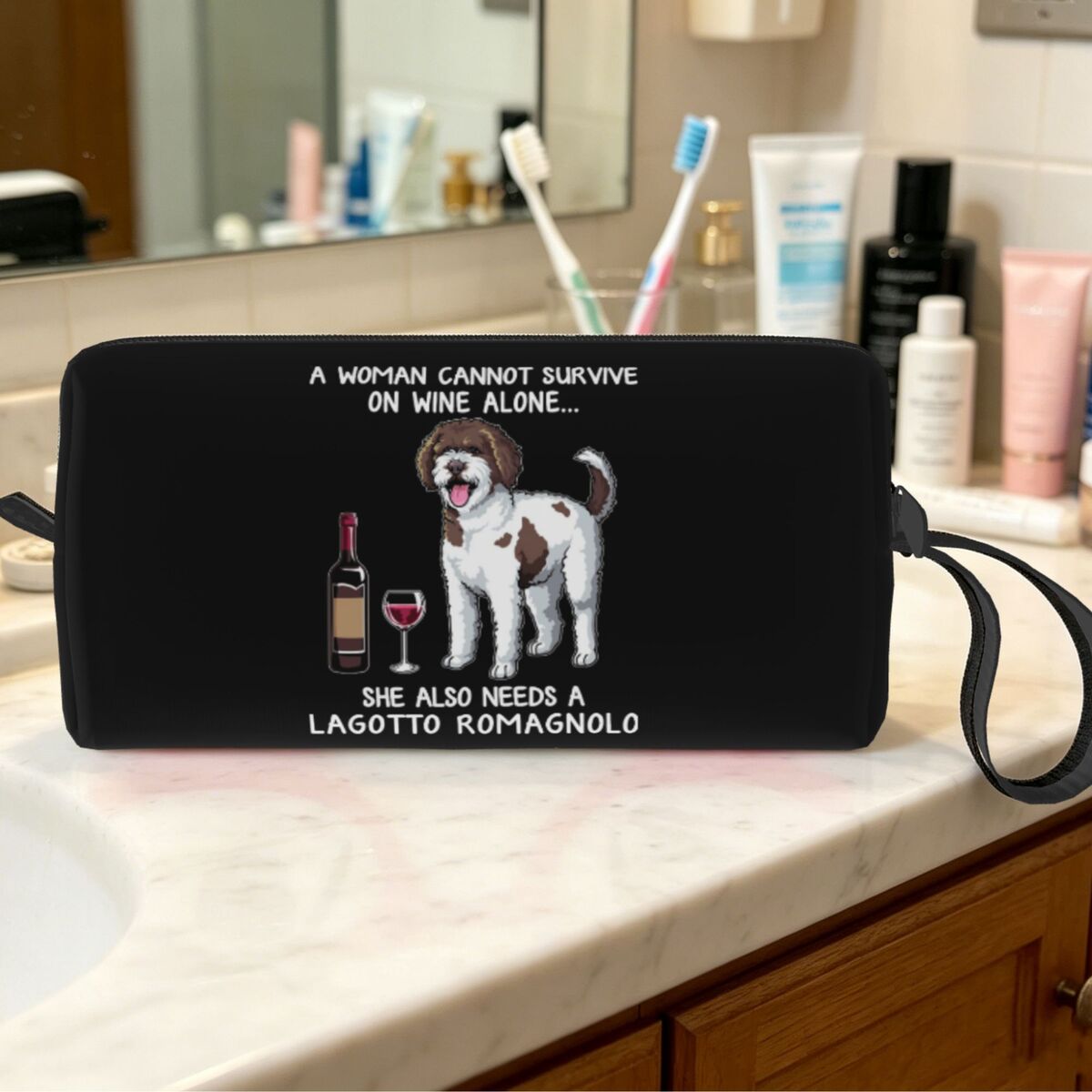 Beauty Makeup Women - Lagotto Romagnolo And Wine Funny Dog