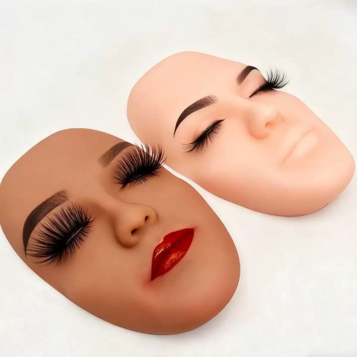 Beauty Makeup Academy - 1セット/箱入り フルフェイス＆アイメイクボード 眉毛タトゥー練習用スキン シリコン練習パッド 美容アカデミー コスメティック用