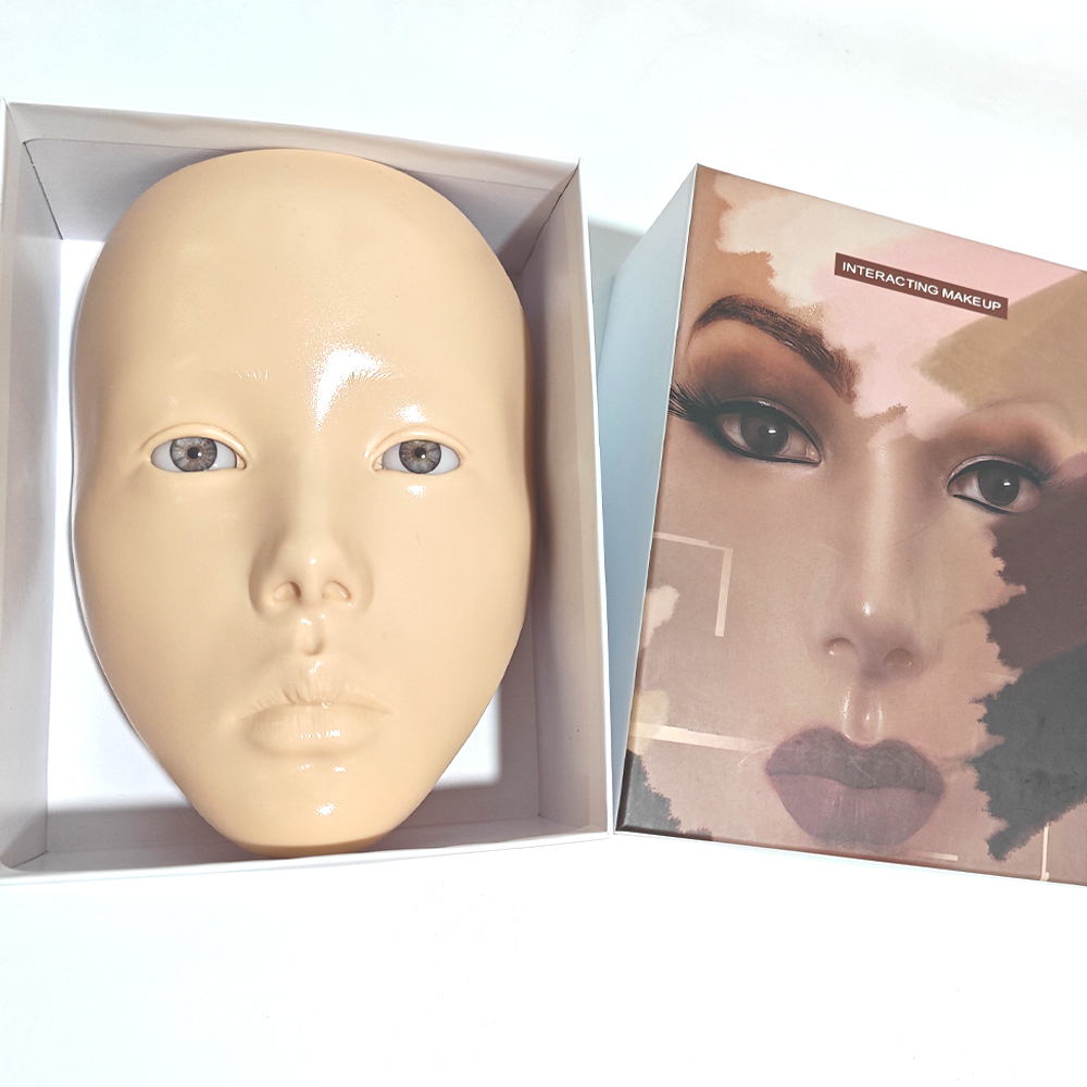 Beauty Makeup Academy - 1pc ホワイト肌色フルフェイス再利用可能なメイクアップボードシリコーン練習パッドメイクアップ美容アカデミー化粧品用
