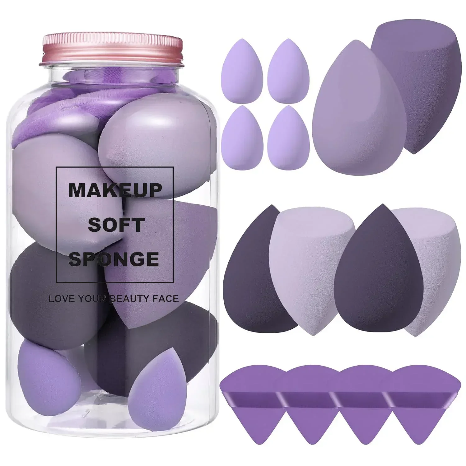 Beauty Makeup Blender - 12/14 個メイクスポンジブレンダー美容卵収納ボトル化粧パフファンデーションスポンジパウダーパフメイクアップアクセサリー