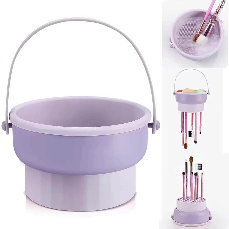 Makeup Beauty Set - メイクブラシ洗浄ボウルビューティーエッグ洗浄ツール収納セットブラシパウダーパフドライクリーニングシリコン乾燥棚