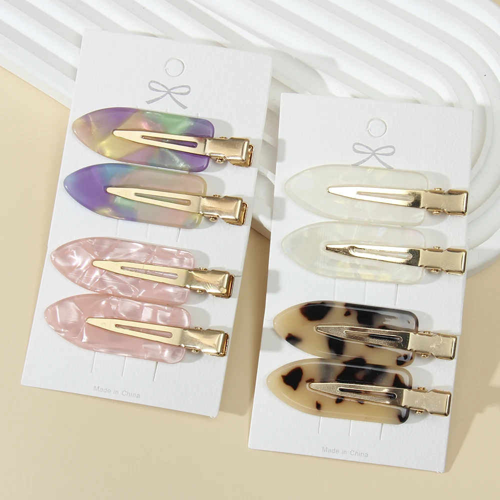 Makeup Beauty Set - Cwllrn 女の子ヒョウシームレスヘアクリップセット女性アセテートシート曲げ前髪クリップカモノハシヘアピンメイクヘアスタイリングツール
