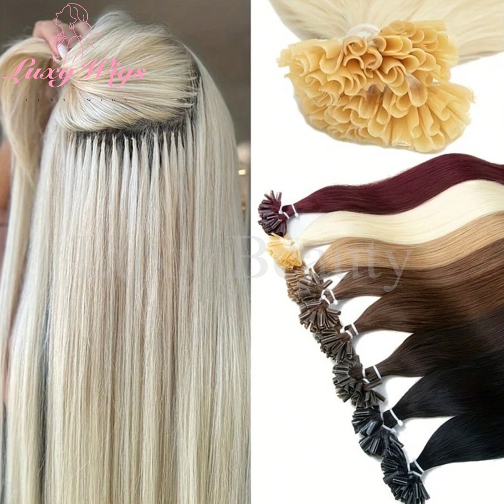 Pure Beauty Hair & Makeup - ブロンドUチップネイルチップヘアエクステンション人毛ケラチンチップホットフュージョン人毛エクステンションブラックブラウンプレボンドヘア50個