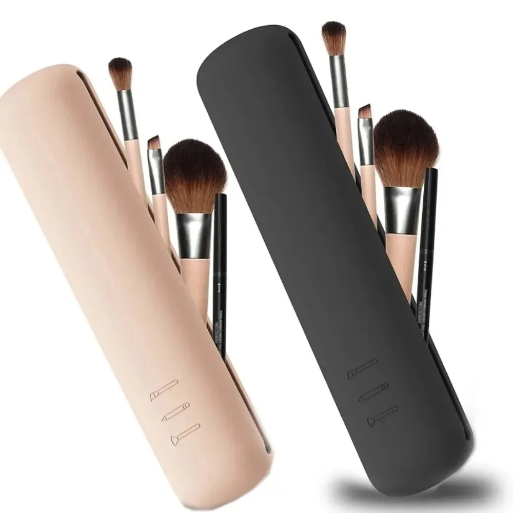 Beauty Makeup Women - 旅行化粧ブラシホルダーシリコーン化粧ブラシバッグ化粧スポンジケースポータブル防水メイクツール女性女の子のための