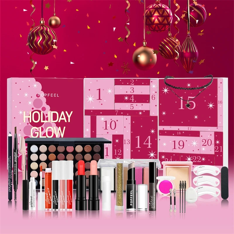 Beauty Halloween Makeup - クリスマスカウントダウンメイクアップセット 口紅 アイシャドウ 化粧品 24点入り ホリデービューティーアドベントカレンダー