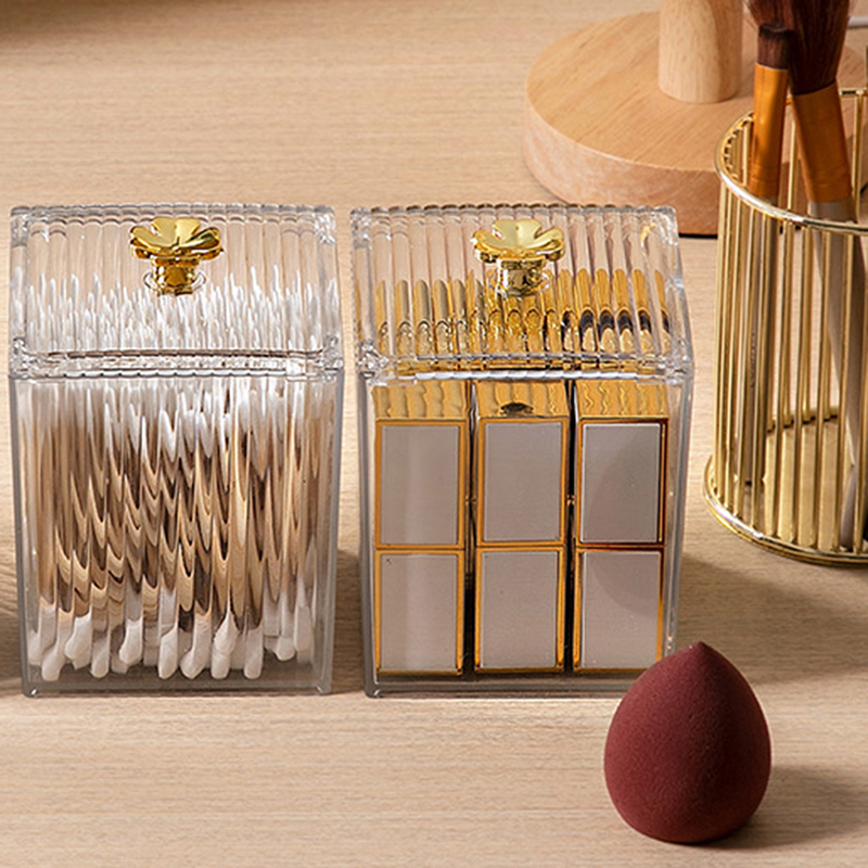 収納オーガナイザー バスルームジャー 綿棒収納 スクエアコン - Beauty Makeup Blender のレビューと価格