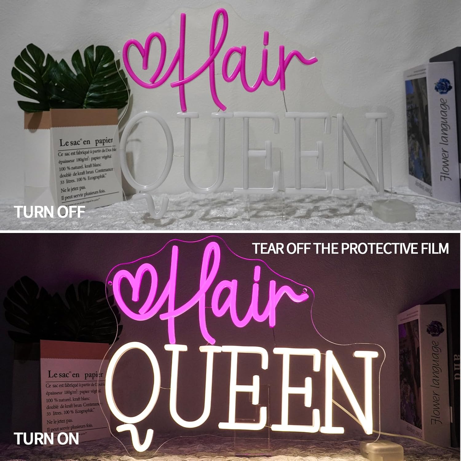 ヘアクイーンネオンサインUSB電源理髪店LEDネオンライトヘ - Beauty Queen Makeup Studio のレビューと価格