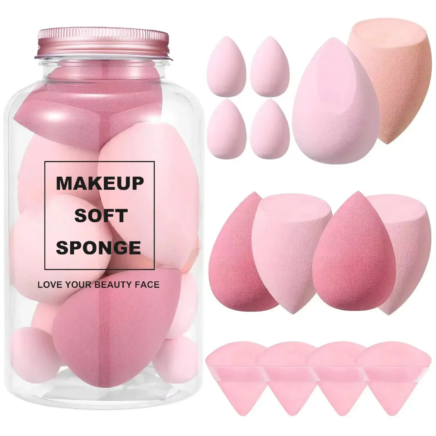 12/14 個メイクスポンジブレンダー美容卵収納ボトル化粧パ - Beauty Makeup Blender のレビューと価格