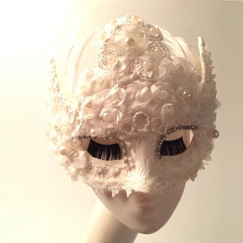 白い羽のレースのボールマスク,美容メイク,王女,花嫁,ハロウ - Beauty Halloween Makeup のレビューと価格