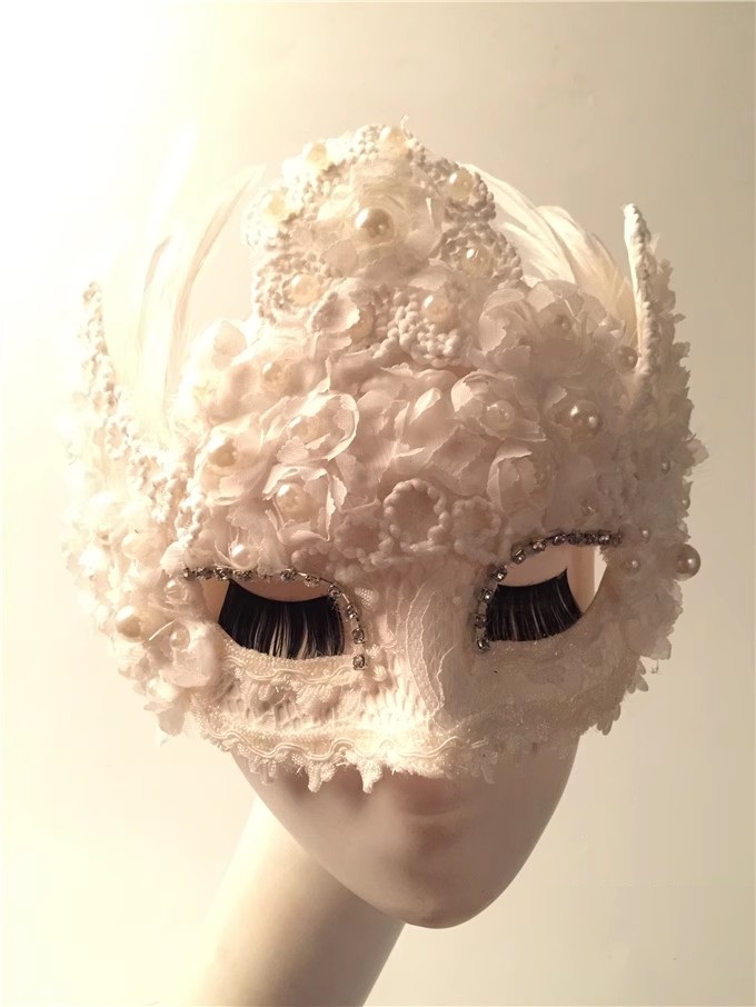 白い羽のレースのボールマスク,美容メイク,王女,花嫁,ハロウ - Beauty Halloween Makeup のレビューと価格
