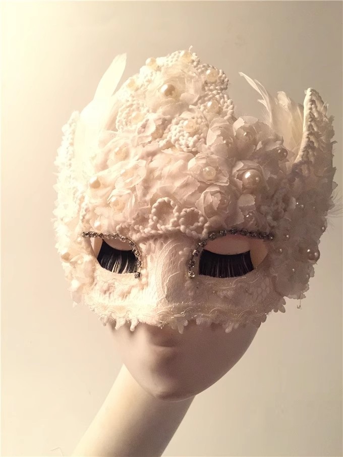 白い羽のレースのボールマスク,美容メイク,王女,花嫁,ハロウ - Beauty Halloween Makeup のレビューと価格