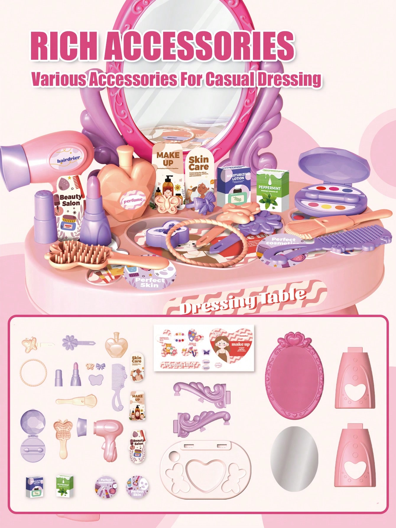 子供用プリンセスドレッシングテーブルおもちゃセット、鏡と30 - Beauty Makeup For Kids のレビューと価格
