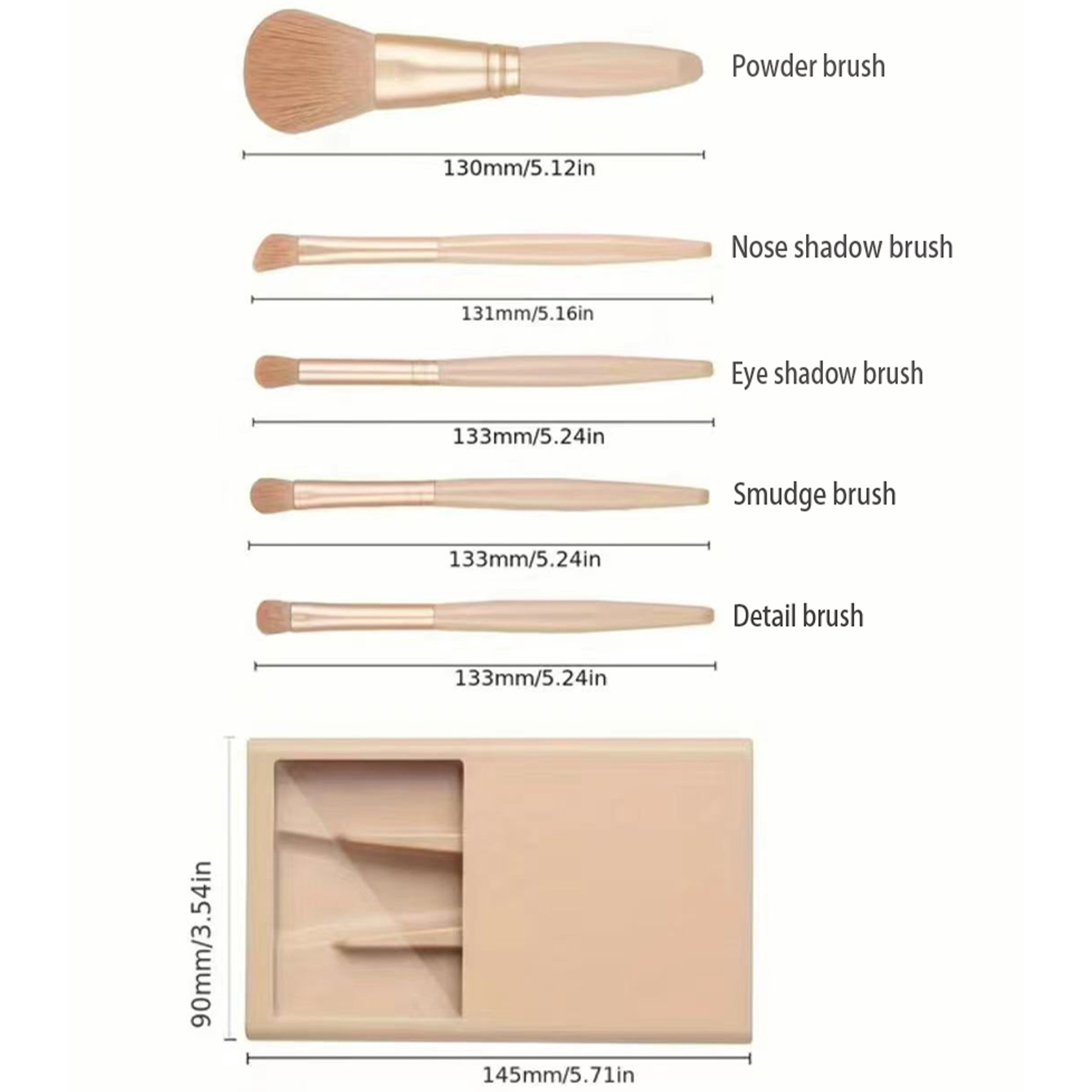 5 個の化粧ブラシキットミラーとケース付き折りたたみボックス - Makeup Beauty Set のレビューと価格