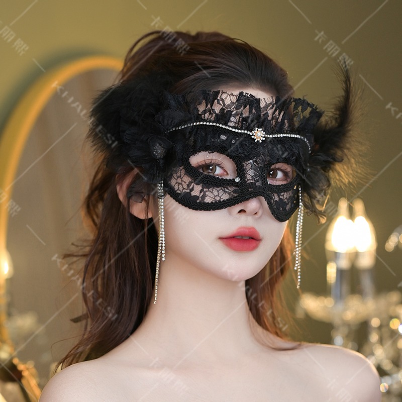 黒レースメッシュハーフフェイスマスクハロウィンメイクアップボ - Beauty Halloween Makeup のレビューと価格