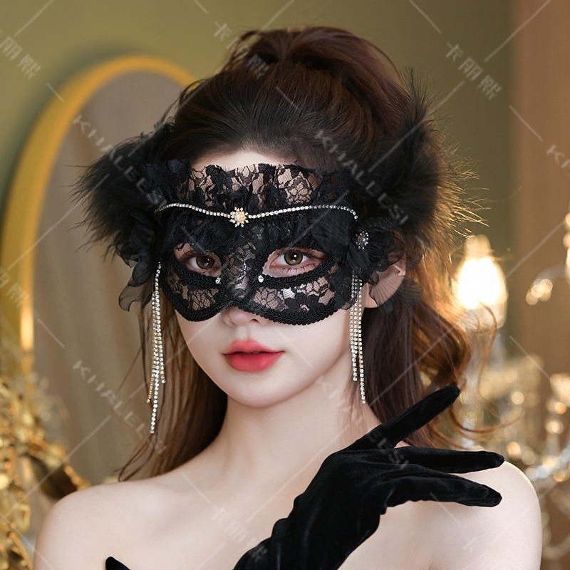黒レースメッシュハーフフェイスマスクハロウィンメイクアップボ - Beauty Halloween Makeup のレビューと価格