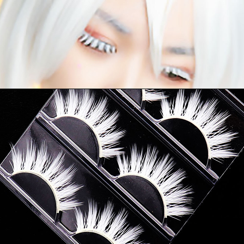 コスプレ 3 ペアシルク 3D ミンク白まつげビーガンソフト - Beauty Halloween Makeup のレビューと価格