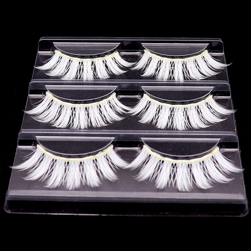 コスプレ 3 ペアシルク 3D ミンク白まつげビーガンソフト - Beauty Halloween Makeup のレビューと価格