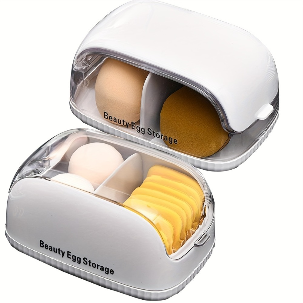 デュアルコンパートメント美容スポンジ収納ボックス透明蓋メイク - Beauty Makeup Blender のレビューと価格