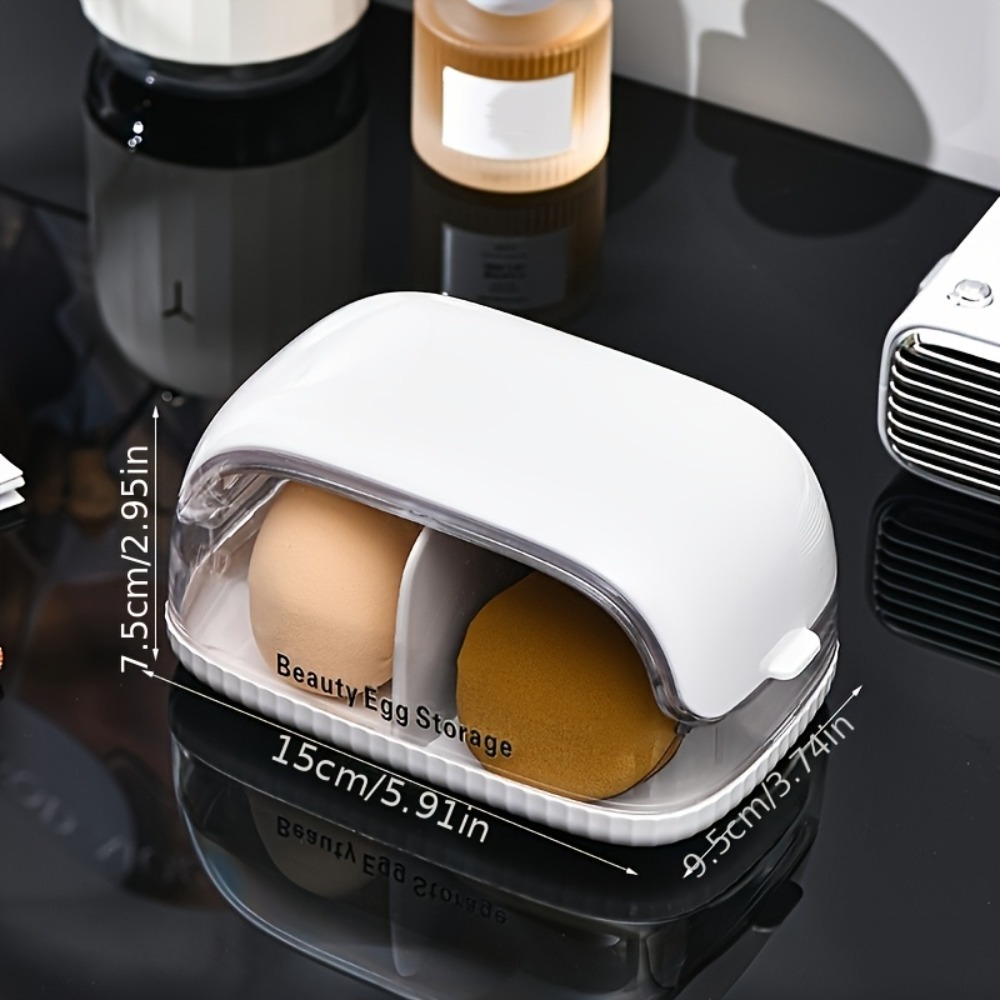 デュアルコンパートメント美容スポンジ収納ボックス透明蓋メイク - Beauty Makeup Blender のレビューと価格